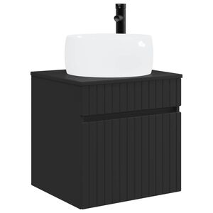 vidaXL Wandmontierte Waschbecken-Vanit&auml;t Schwarz 49 x 44,5 x 66 cm