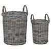 vidaXL Blumentopfkorb mit Speicher 2 pcs Grau Kubu Rattan