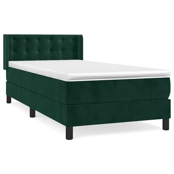 vidaXL Boxspringbett mit Matratze Dunkelgr&uuml;n 90x200 cm Samt