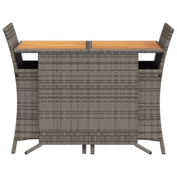 vidaXL 3-tlg. Bistro-Set mit Kissen Grau Poly Rattan