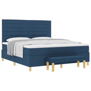 vidaXL Boxspringbett mit Matratze mit Kopfteil Blau 180 x 200 cm Stoff