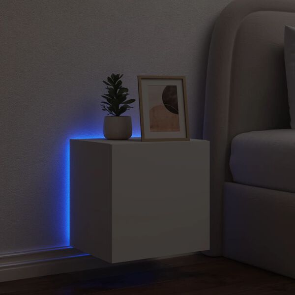 vidaXL TV-Wandschrank mit LED-Leuchten Weiß 40,5x35x40 cm