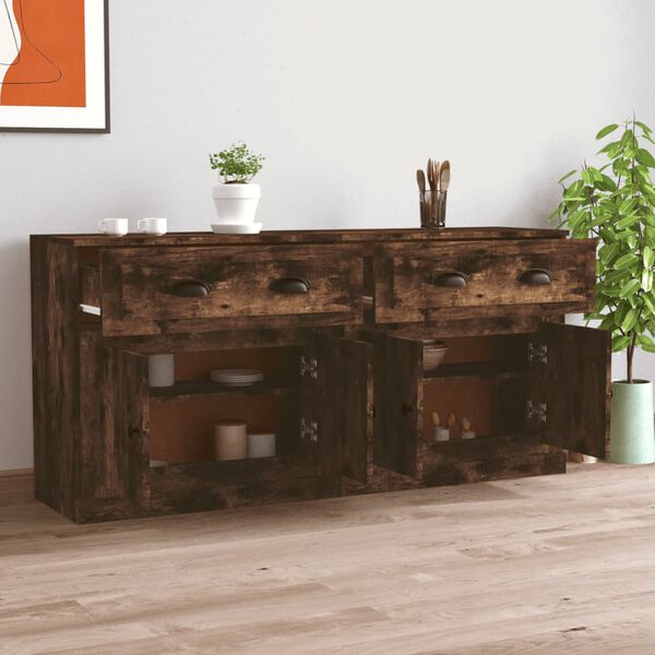 vidaXL Sideboards 2 Stk. Räuchereiche Holzwerkstoff