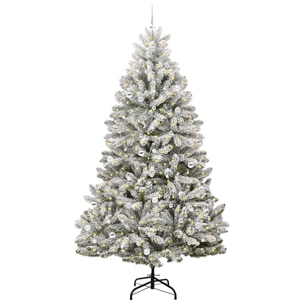 vidaXL K&uuml;nstlicher Weihnachtsbaum Gr&uuml;n und Wei&szlig; 270 cm PVC und Metall