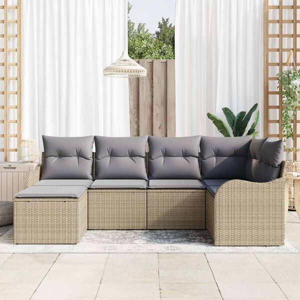 vidaXL Gartensofa-set Beige Poly-Rattan