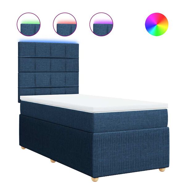 vidaXL Boxspringbett mit Matratze Blau 80x200 cm Stoff