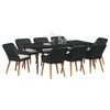 vidaXL Garten Essgruppe mit Kissen 9 pcs Schwarz Poly-Rattan