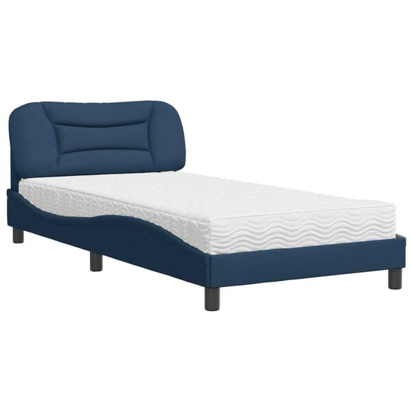 vidaXL Bett mit Matratze "Hvar" Blau 100x200 cm Stoff