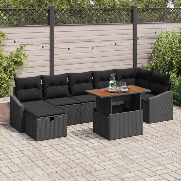 vidaXL Garten-Sofa-Set 8 pcs Schwarz Poly-Rattan
