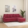 vidaXL 3-Sitzer-Sofa mit Hocker Weinrot 180 cm Samt