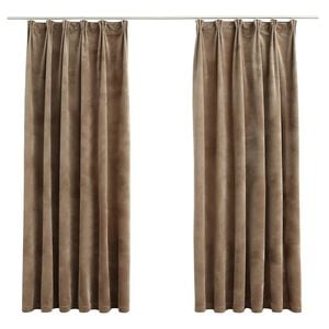 vidaXL Verdunkelungsvorh&auml;nge mit Haken 2 Stk. Samt Beige 140x175cm