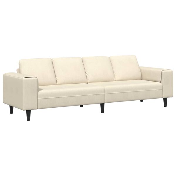 vidaXL Stoffsofa mit Kissen Creme 208 cm Cordstoff
