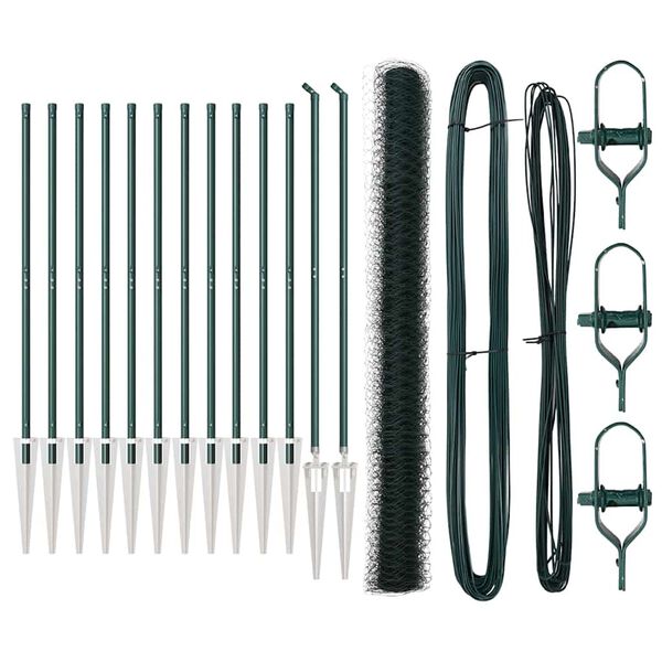 vidaXL Zaunpfosten Gr&uuml;n 25 x 1,5 m (36 mm Maschen) Stahl