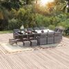 vidaXL 15-tlg. Garten-Essgruppe mit Kissen Poly Rattan Grau