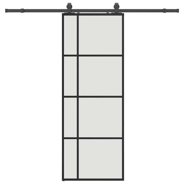 vidaXL Schiebet&uuml;r mit Beschlag Schwarz 76x205 cm ESG-Glas