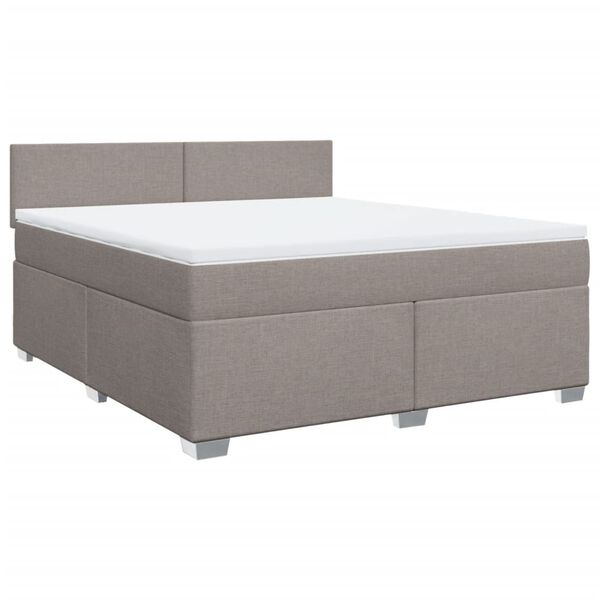 vidaXL Boxspringbett mit Matratze Taupe 180x200 cm Stoff