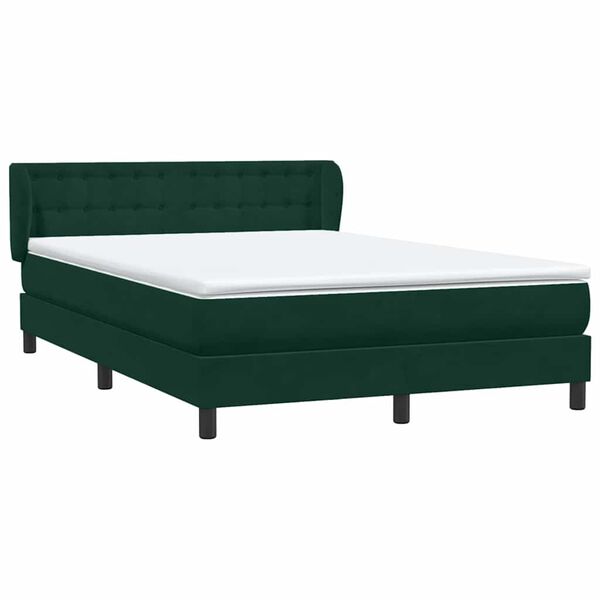 vidaXL Boxspringbett mit Matratze Dunkelgr&uuml;n 160x220 cm Samt