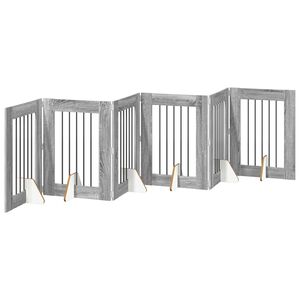 vidaXL Klappbares Hundetor mit St&auml;ndern 6 stk. Sonoma-Grau 362 cm