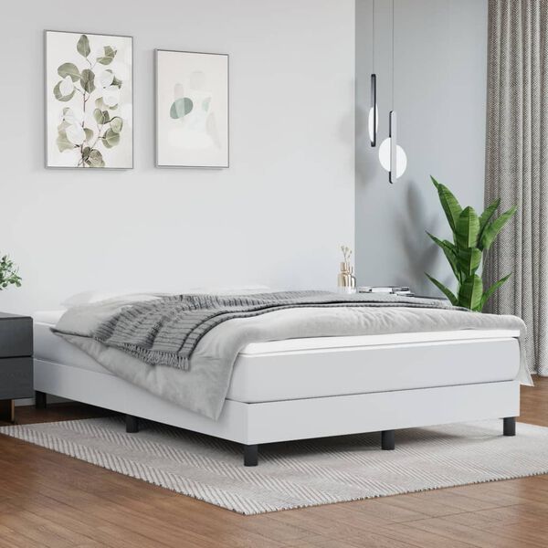 vidaXL Boxspringbettgestell Wei&szlig; 140x190 cm Kunstleder
