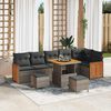 vidaXL Garten-Sofa-Set mit Kissen 9 pcs Grau
