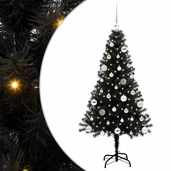 vidaXL Weihnachtsbaum mit 150 LEDs mit St&auml;nder Schwarz 150 cm PVC