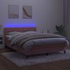 vidaXL Boxspringbett mit Matratze & LED Rosa 140x200 cm Samt