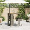 vidaXL 3-tlg. Gartenbar-Set mit Kissen Grau Poly Rattan