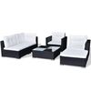 vidaXL 6-tlg. Garten-Lounge-Set mit Auflagen Poly Rattan Schwarz