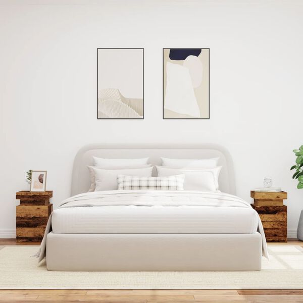 vidaXL LED-Nachttische 2 Stk. Altholz-Optik 35x39x55 cm Holzwerkstoff