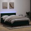 vidaXL Boxspringbett mit Matratze & LED Dunkelgr&uuml;n 160x220 cm Samt