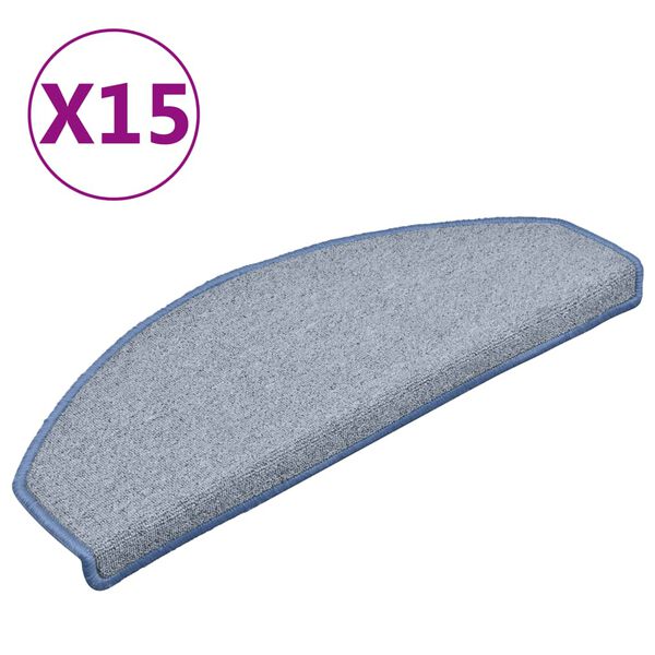 vidaXL Stufenmatten 15 Stk. 65x24x4 cm Hellgrau und Blau Halbrund Gro&szlig;