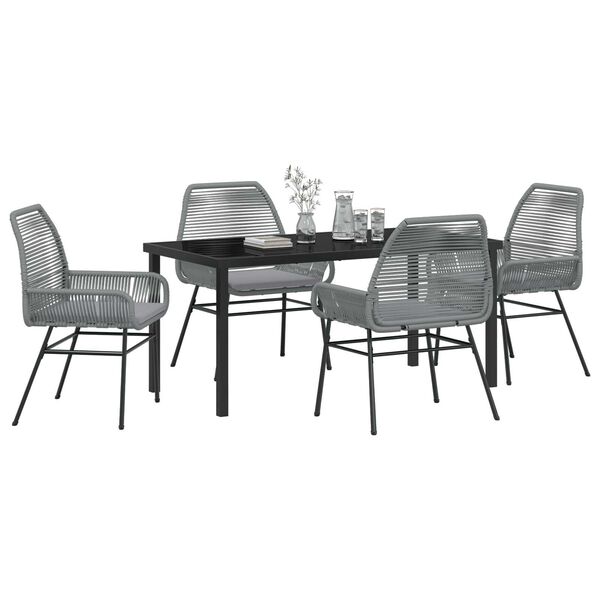 vidaXL Garten Essgruppe mit Kissen 5 pcs Grau Poly-Rattan