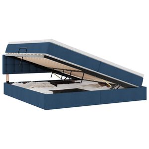 vidaXL Bett mit Stauraum und LED mit Matratze Blau 200 x 200 cm Stoff