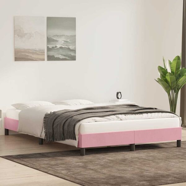vidaXL Bettgestell ohne Matratze Rosa 160x210 cm Samt