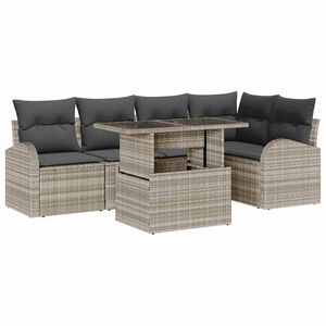 vidaXL Gartensofa-set mit Speicher 6 pcs Hellgrau Poly-Rattan