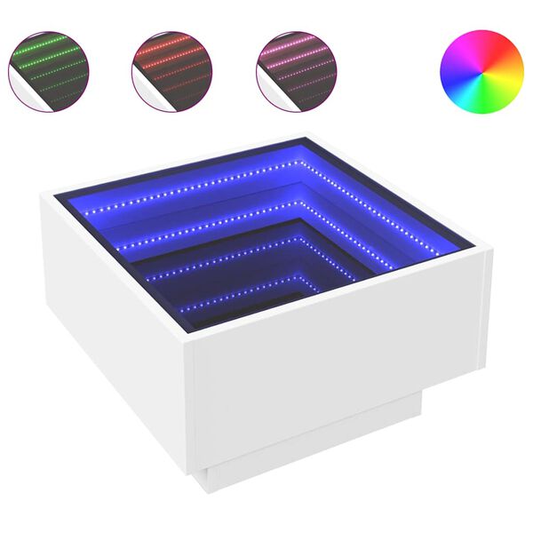 vidaXL LED-Couchtisch Wei&szlig; 50x50x30 cm Holzwerkstoff