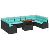 vidaXL Garten-Sofa-Set 11 stk. Schwarz Poly Rattan