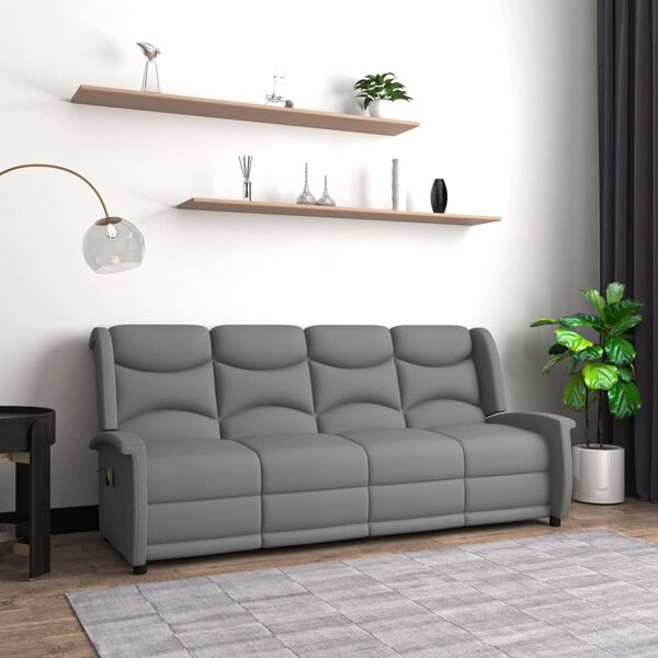 vidaXL 4-Sitzer Massagesessel Hellgrau Mikrofaser-Gewebe