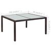 vidaXL Gartentisch 150x90x75 cm Braun Poly Rattan und Glas
