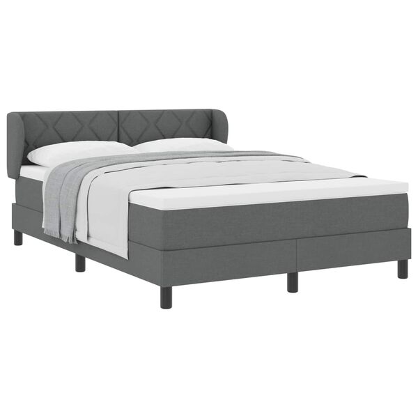 vidaXL Boxspringbett mit Matratze Dunkelgrau 160 x 200 cm Stoff
