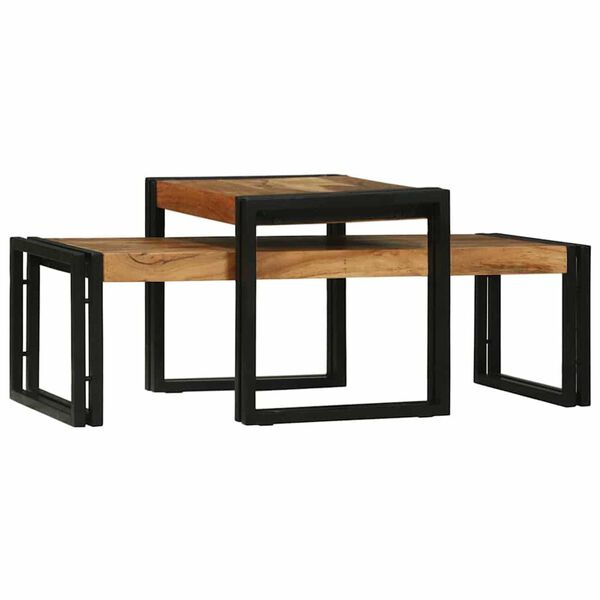 vidaXL Couchtisch 2 pcs Braun 48 x 40 x 40 cm Massivholz Akazie