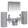 vidaXL Badezimmerm&ouml;bel-Set 6 Stk. Grau Sonoma Ingenieurholz und Glas
