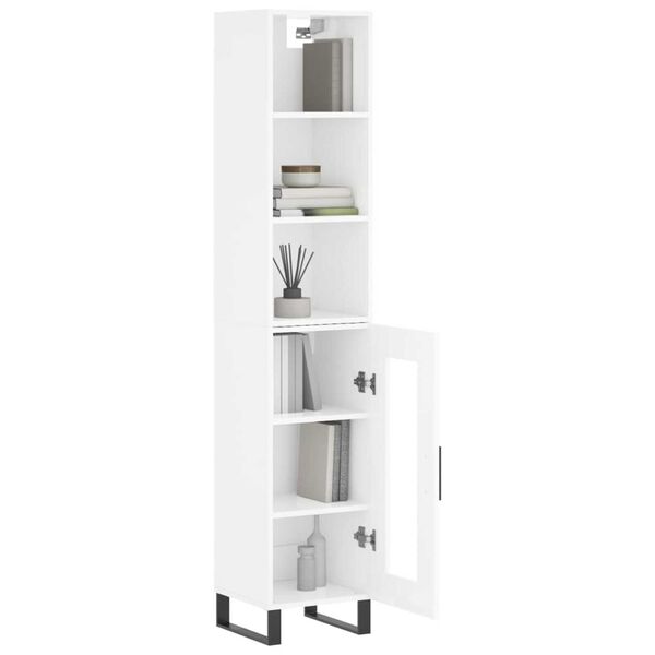 vidaXL Highboard Hochglanz-Wei&szlig; 34,5x34x180 cm Holzwerkstoff