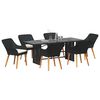 vidaXL Garten Essgruppe mit Kissen 7 pcs Schwarz Poly-Rattan