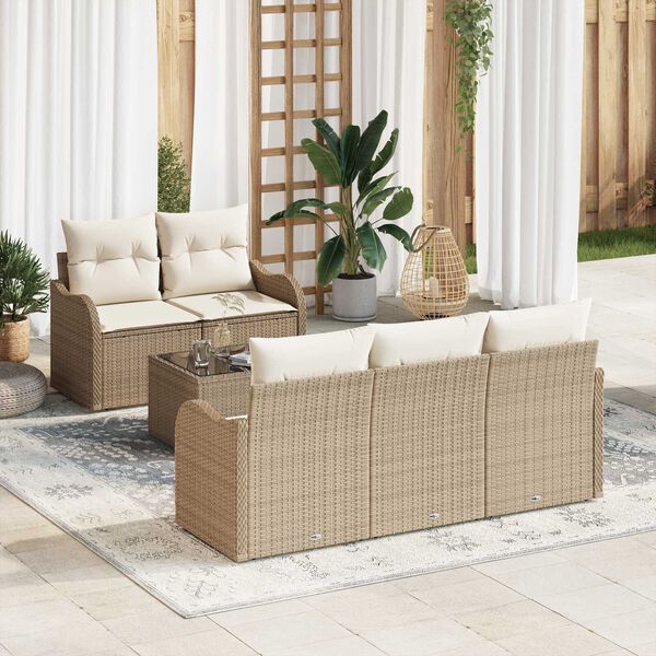 vidaXL Gartensofa-set Beige Poly-Rattan