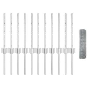 vidaXL Zaun mit Pfosten Silber