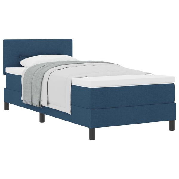 vidaXL Boxspringbett mit Matratze mit Kopfteil Blau 80 x 200 cm Stoff