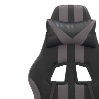 vidaXL Gaming-Stuhl mit Fußstütze Drehbar Schwarz & Grau Kunstleder