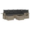 vidaXL 7-tlg. Garten-Sofagarnitur mit Kissen Hellgrau Poly Rattan
