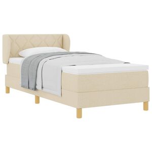 vidaXL Boxspringbett mit Matratze mit Kopfteil Creme 90 x 190 cm Stoff